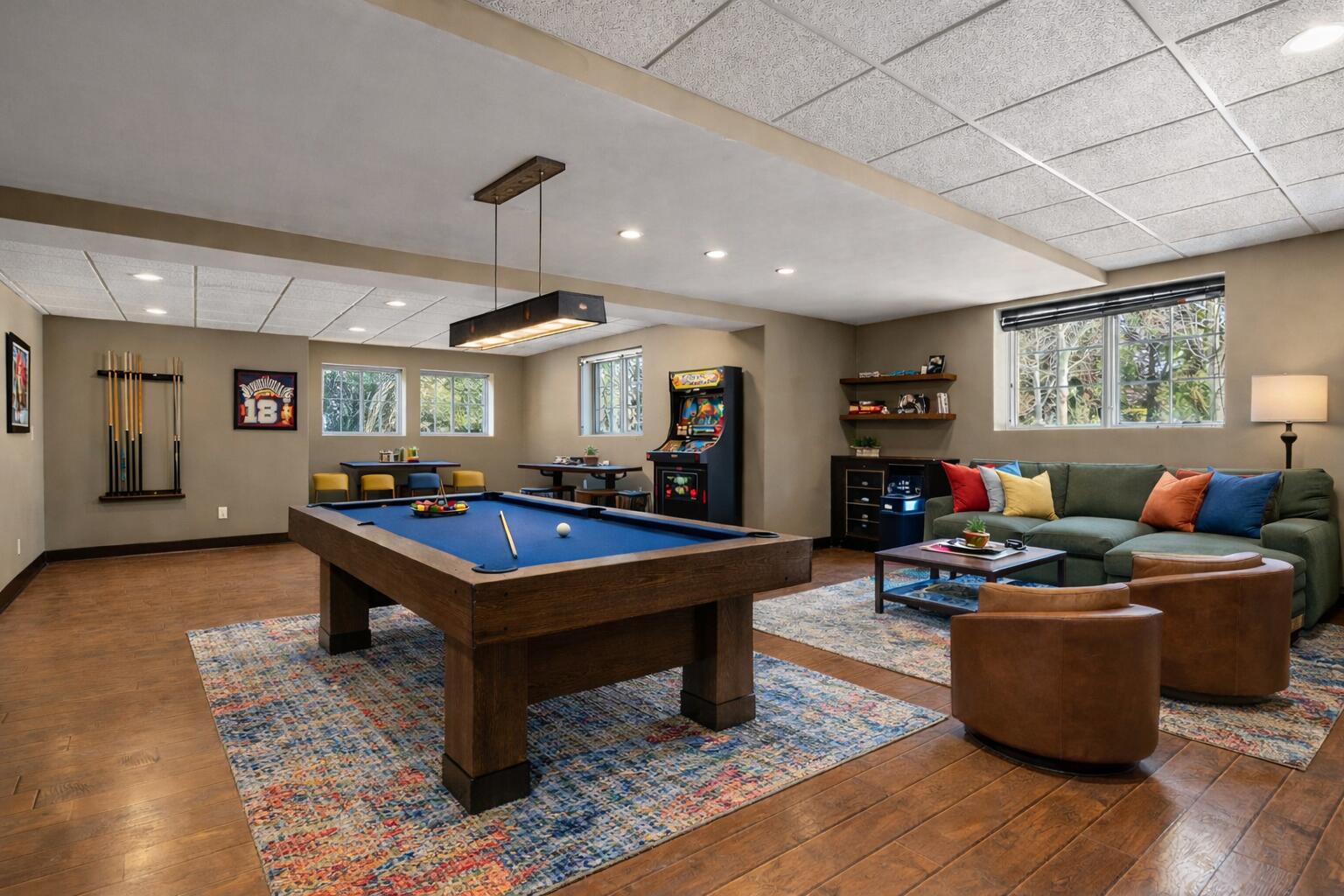 1240 Ryder Road Chesterton, IN 46304 - Photo 60 of 73 a living room with furniture pool table and a flat screen tv