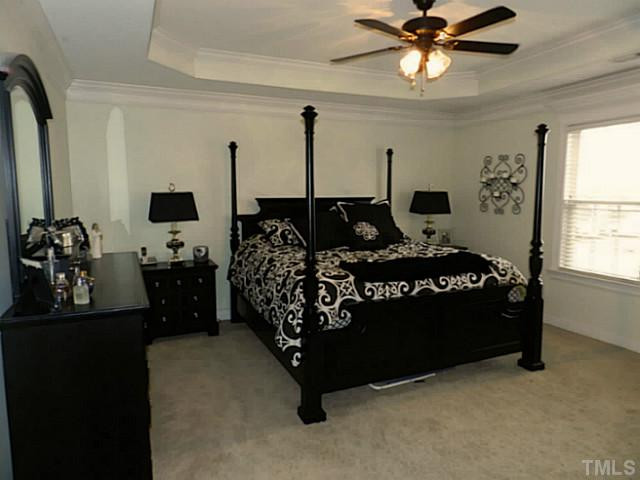 343 Ina Joe Place Willow Spring, NC 27592 - Photo 11 of 23 a bedroom with a bed window and flat screen tv