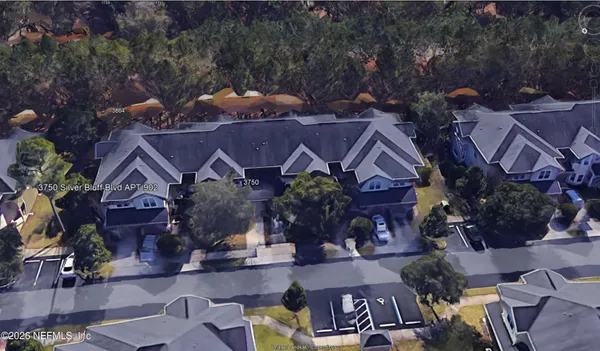 an aerial view of a house