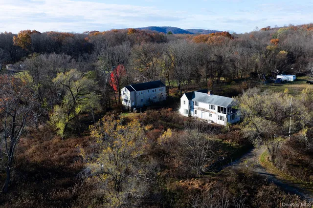 a view of a city with mountains in the background