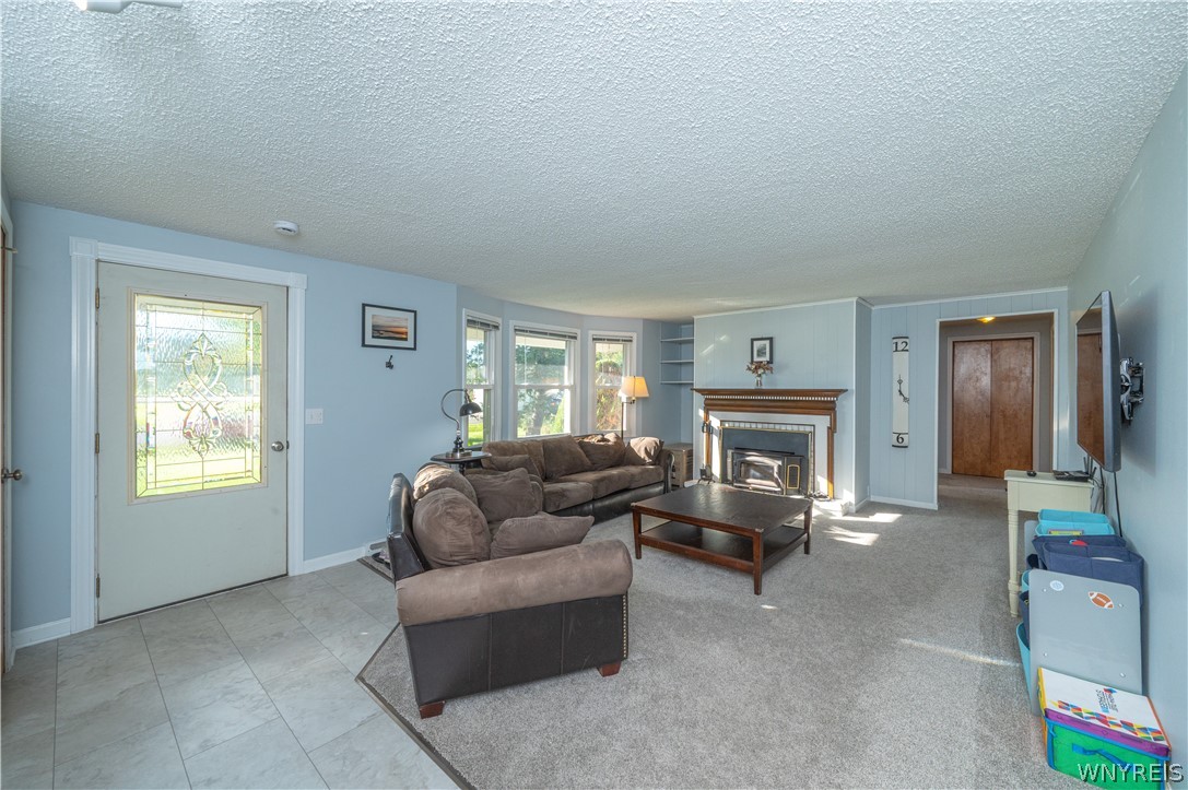 6463 Ward Road Sanborn, NY 14132 - Photo 7 of 49 An inviting fireplace serves as the focal point in this cozy, carpeted living area.