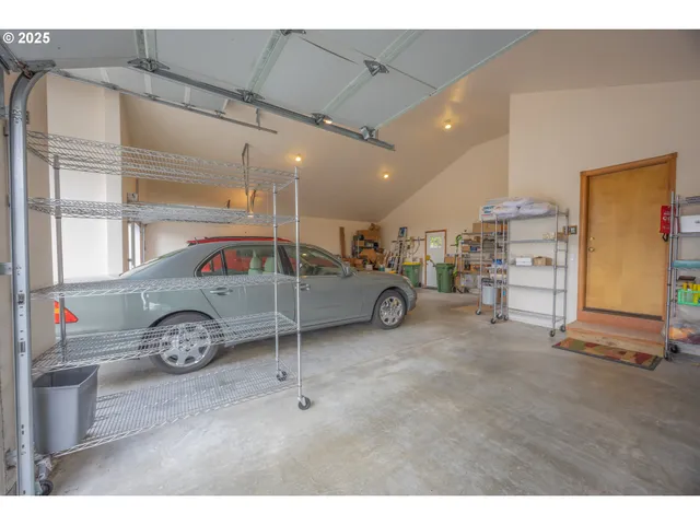 a open area with a bench in back