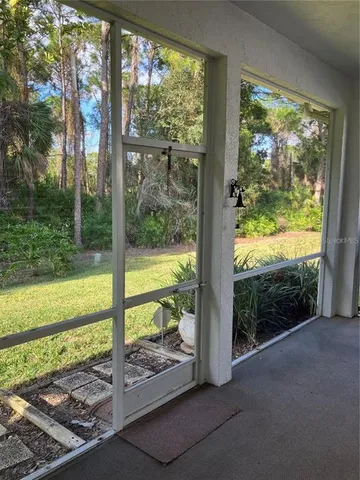 a view of a garden from a room