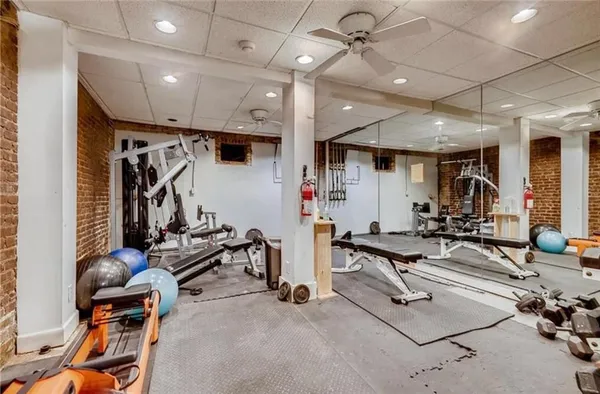 a view of a room with gym equipment