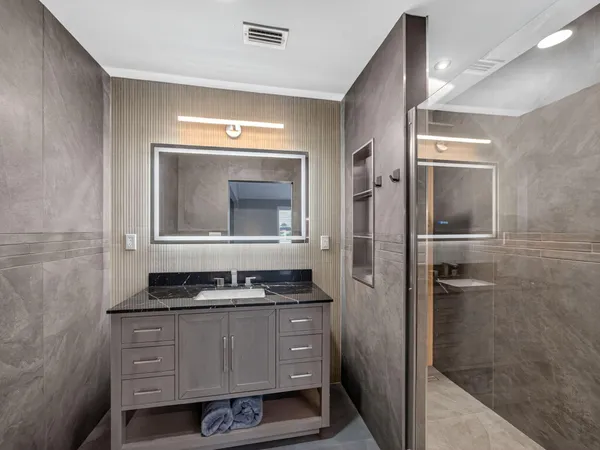 a view of a lake with a big yard