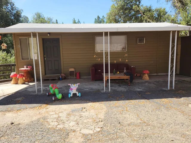 a view of a house with a patio
