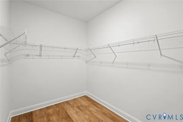 a view of a room with racks on the wall