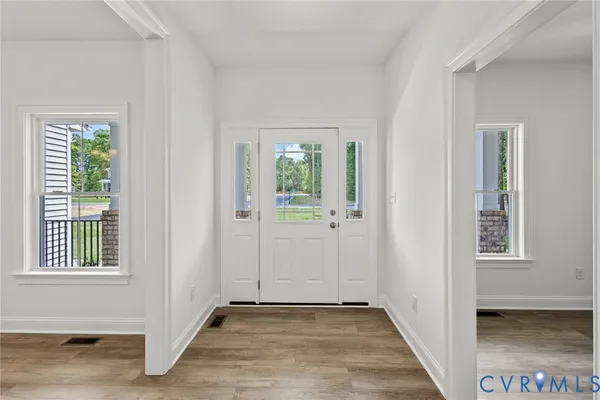 an empty room with windows