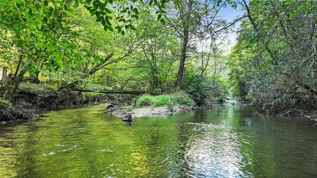 129 Old Bend Road Blue Ridge, GA 30513 - Photo 33 of 44 a backyard of a house with lots of green space and lake view