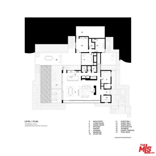 an aerial view of a house with a garden