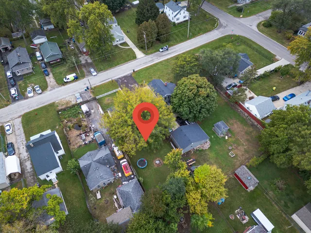 an aerial view of a house