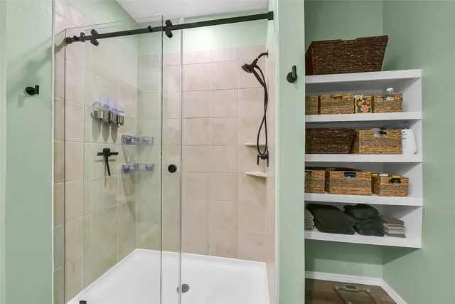 a bathroom with a shower