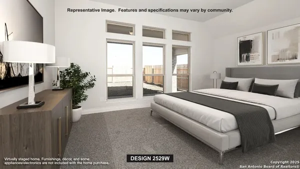 a bedroom with a large bed and a flat tv screen on dresser