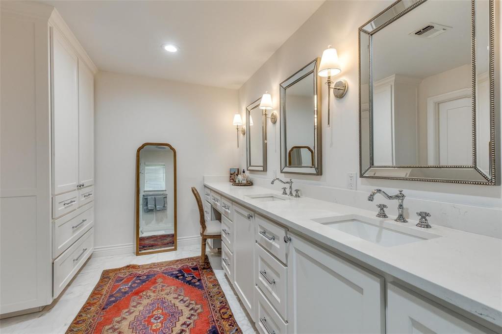 4301 Winding Way Benbrook, TX 76126 - Photo 17 of 25 Full bath with double vanity, recessed lighting, and light tile patterned floors