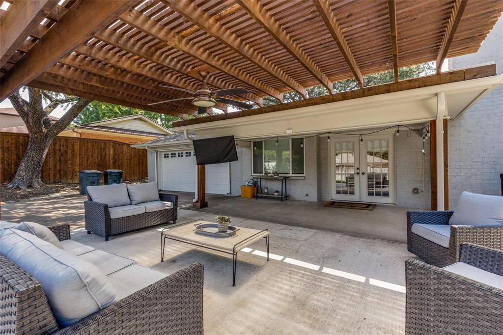 4301 Winding Way Benbrook, TX 76126 - Photo 23 of 25 View of patio / terrace with an outdoor hangout area, a pergola, and french doors
