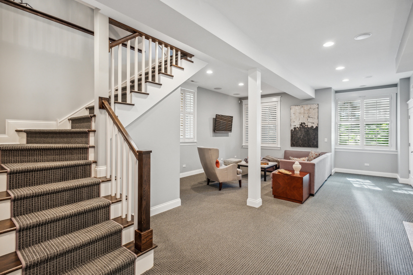 2413 North Orchard Street Chicago, IL 60614 - Photo 29 of 33 a living room with furniture and stairs