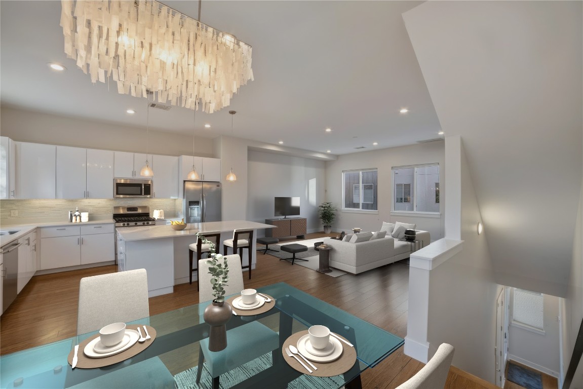 1801 East 2nd Street, Unit 2 Austin, TX 78702 - Photo 5 of 34 Virtually staged living/dining areas off the kitchen