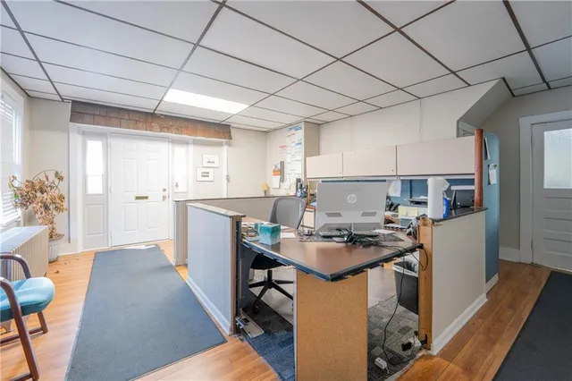 a living room with furniture