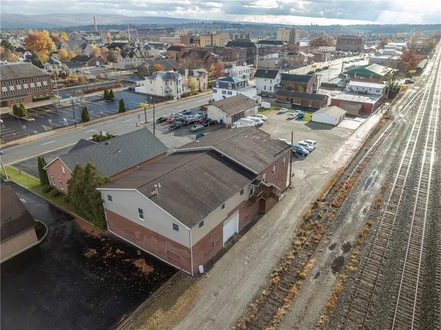an aerial view of a city
