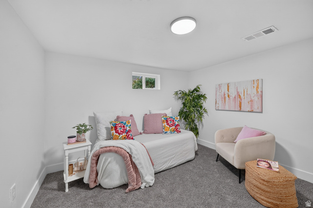 546 West 200 South Payson, UT 84651 - Photo 21 of 45 Carpeted room with white walls, a single window, and a flush-mount ceiling light
