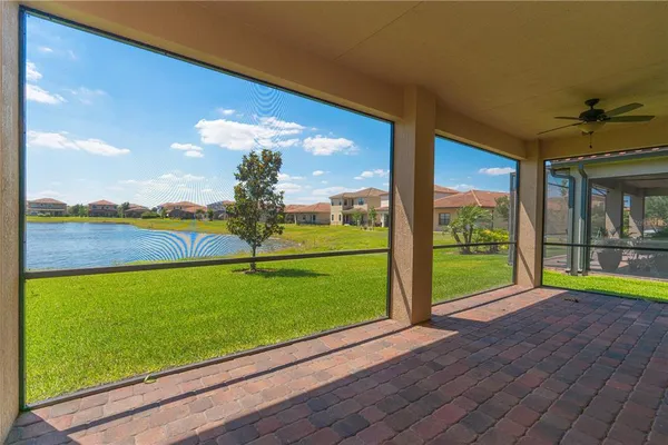 a view of a garden with an outdoor space