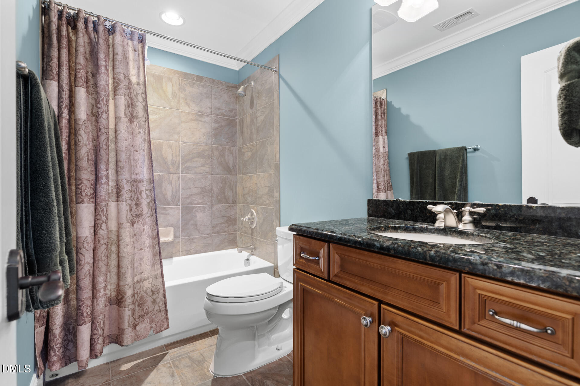 112 Winding Ridge Road Durham, NC 27713 - Photo 63 of 84 a bathroom with a granite countertop sink toilet and shower