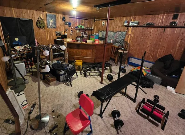 a view of a room with gym equipment