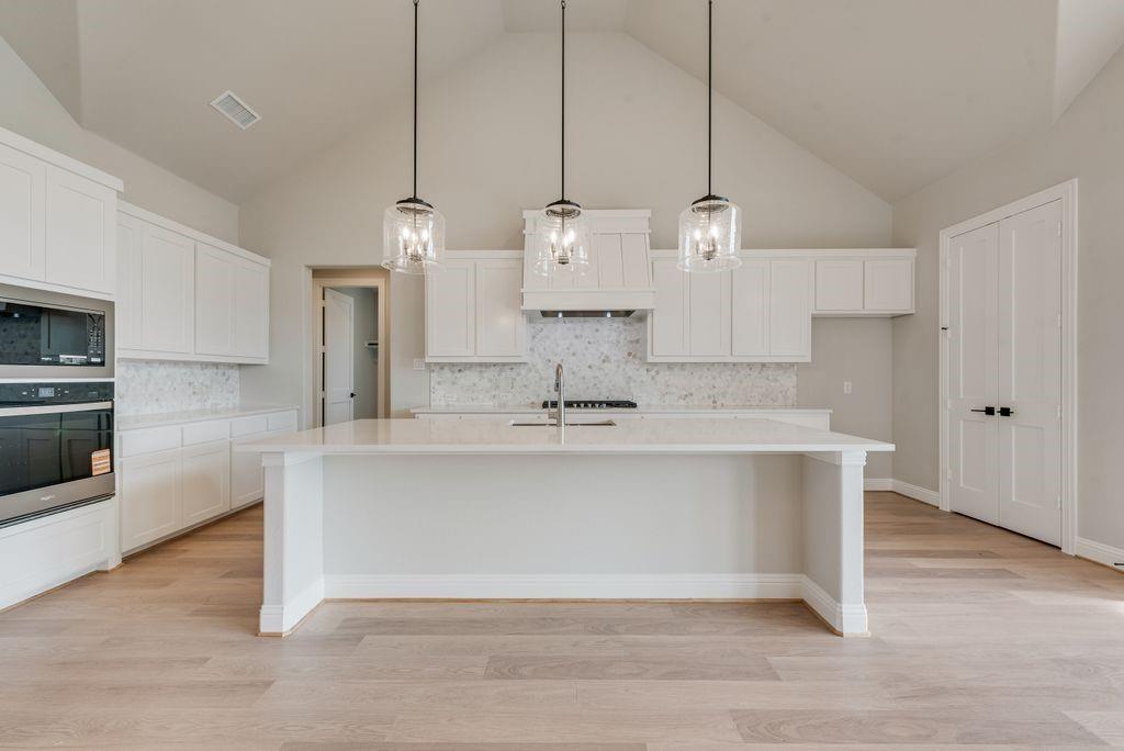 1259 Calebria Way Fate, TX 75087 - Photo 8 of 38 a large kitchen with kitchen island a sink stainless steel appliances and cabinets