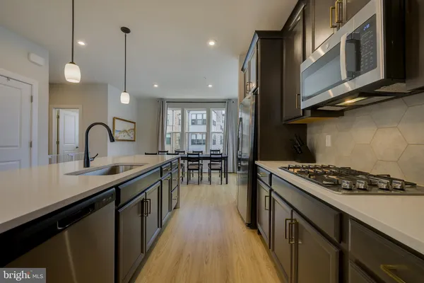 a kitchen with lots of counter top space