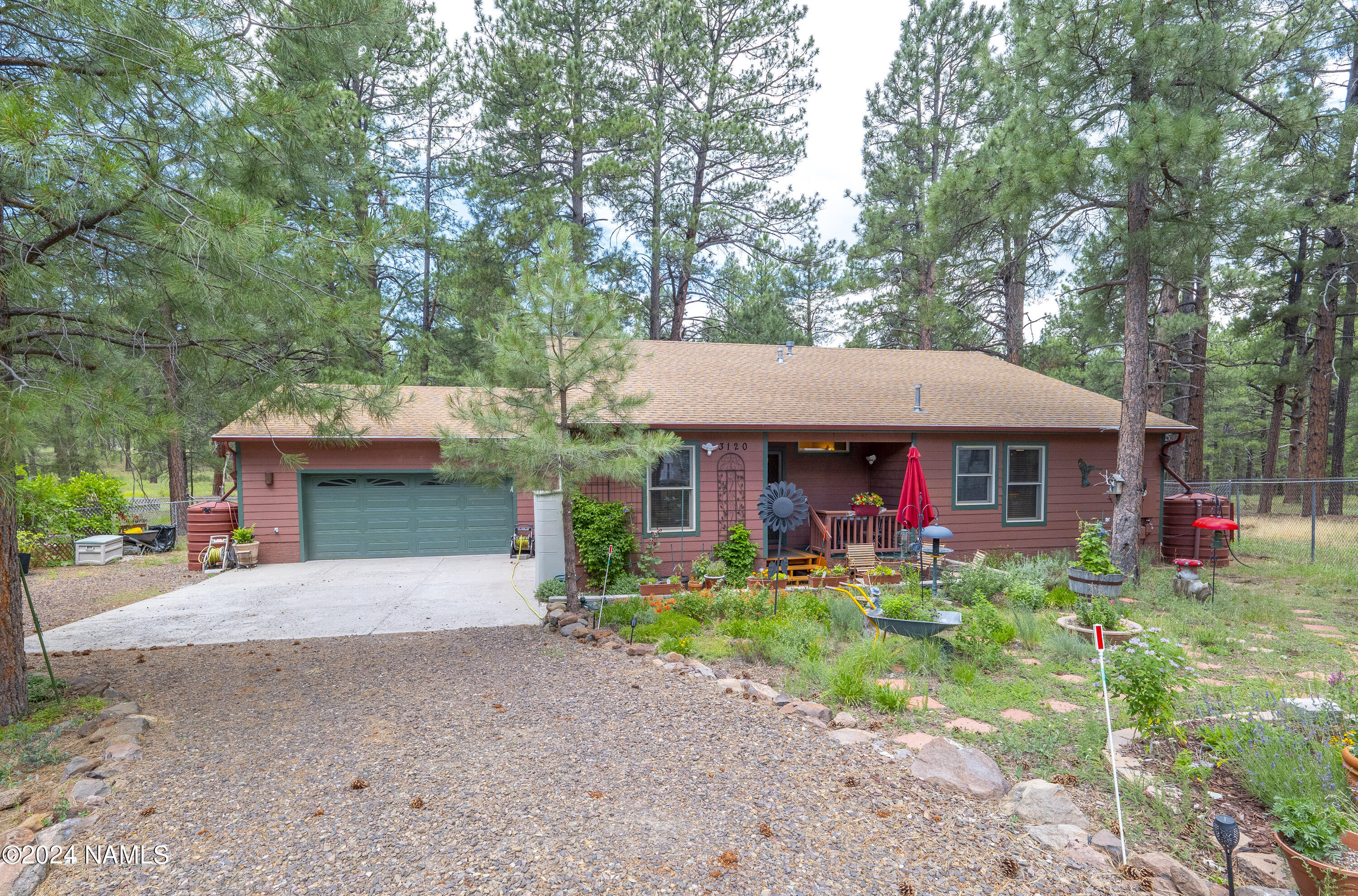 Custom home backing forest