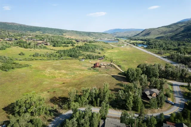 a view of a lush green hillside and houses