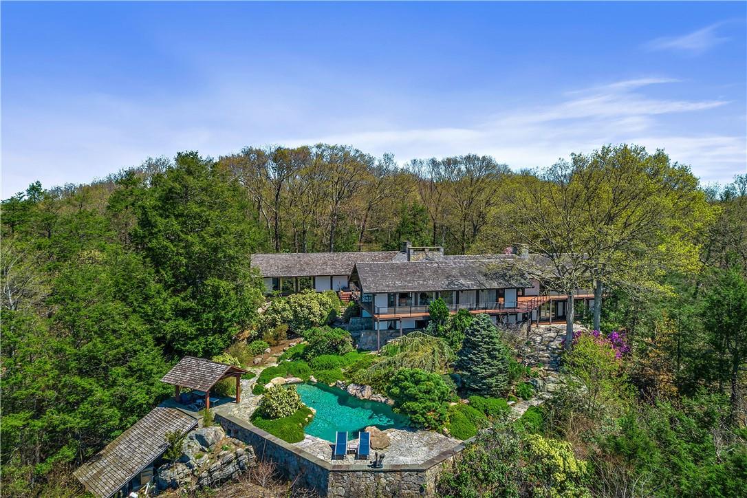 a view of a city with a building in the background