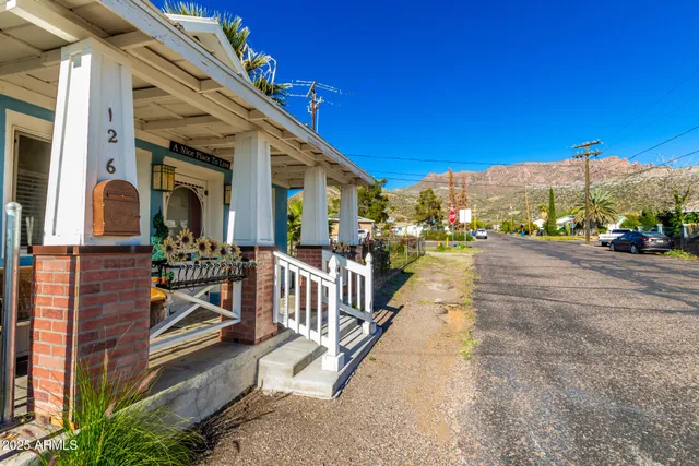 a view of a building with a street