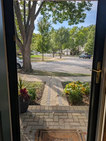 a view of a yard with an outdoor space