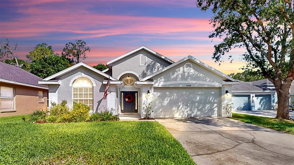 16928 Hawkridge Road Lithia, FL 33547 - Photo 1 of 1 a front view of a house with a yard and garage