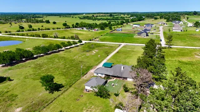 an aerial view of a residential houses