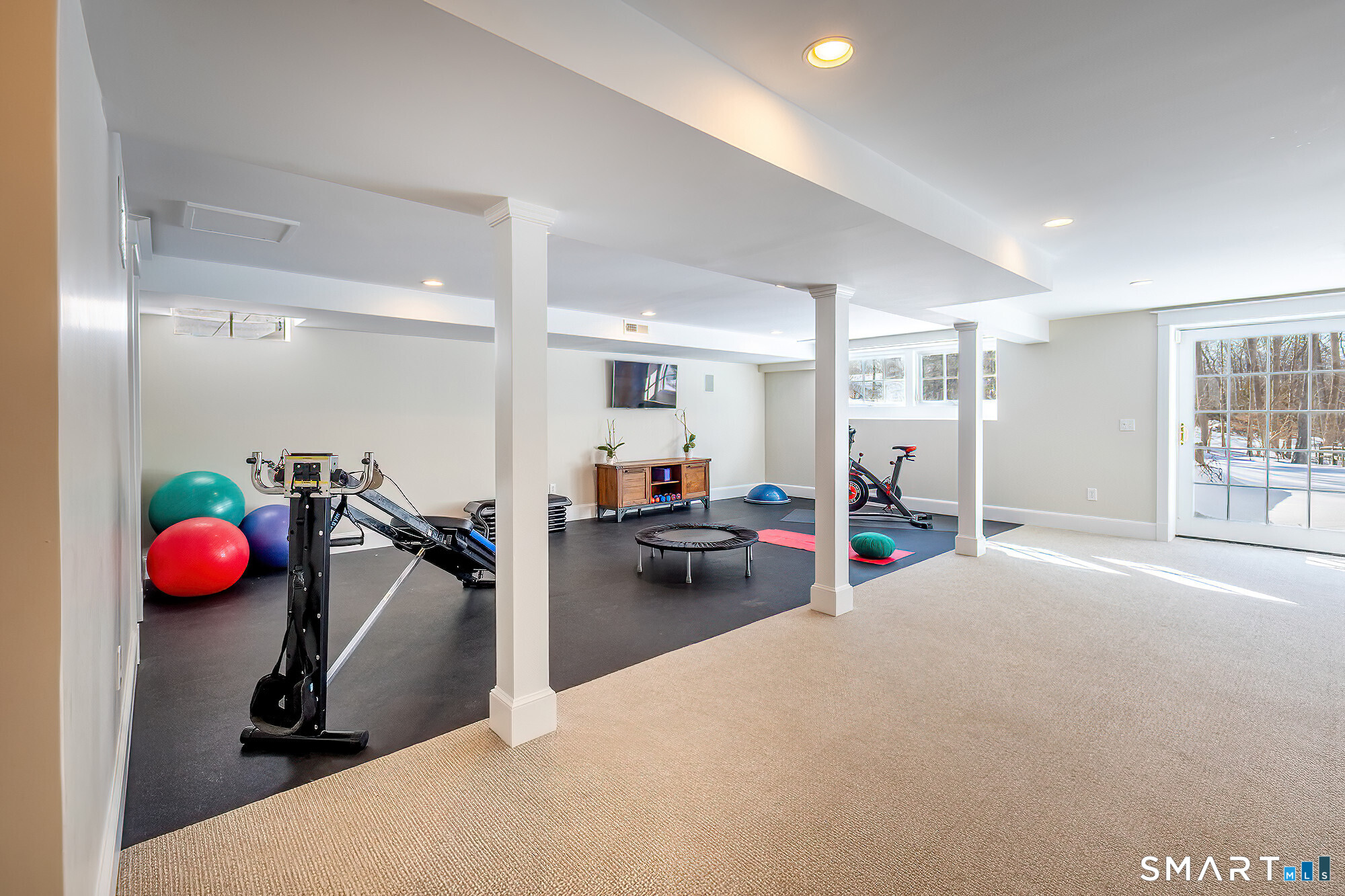 77 Golf Lane Ridgefield, CT 06877 - Photo 35 of 41 Finished basement with newly installed gym floor and full bathroom.