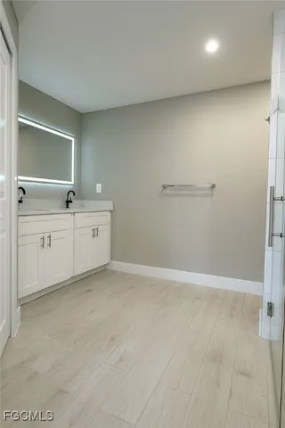 a view of a room with racks on the wall