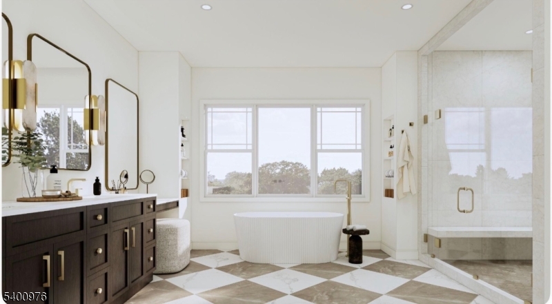 43 Orchard Road Florham Park, NJ 07932 - Photo 23 of 36 a bathroom with a double vanity sink toilet and shower