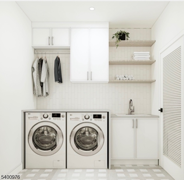 43 Orchard Road Florham Park, NJ 07932 - Photo 31 of 36 a utility room with sink dryer and washer