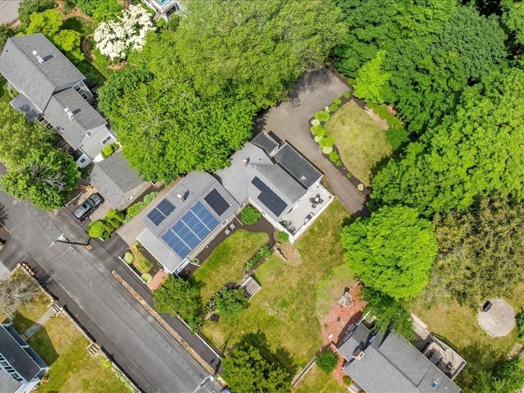 55 Dwight Street Dedham, MA 02026 - Photo 41 of 41 an aerial view of a house with a garden and swimming pool