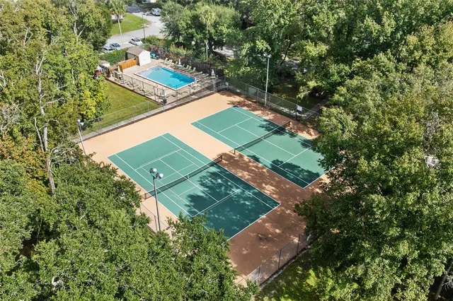 an aerial view of a house