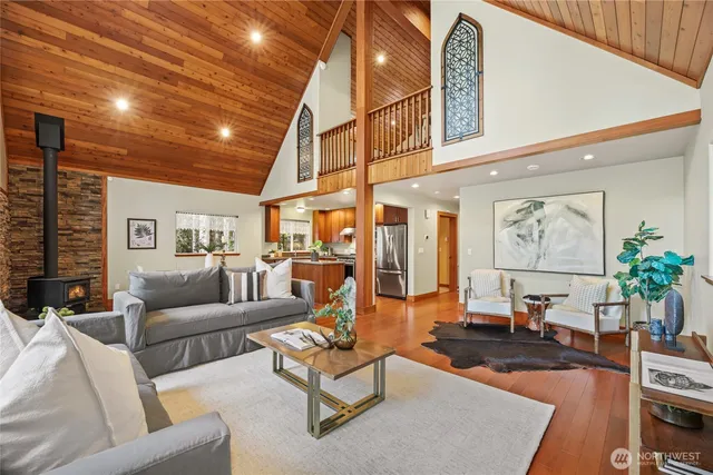 a living room with furniture