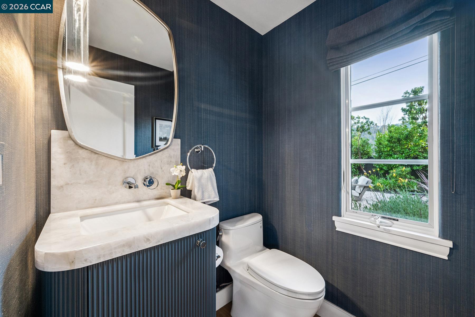 910 Carl Road Lafayette, CA 94549 - Photo 40 of 48 a bathroom with a sink toilet and a mirror