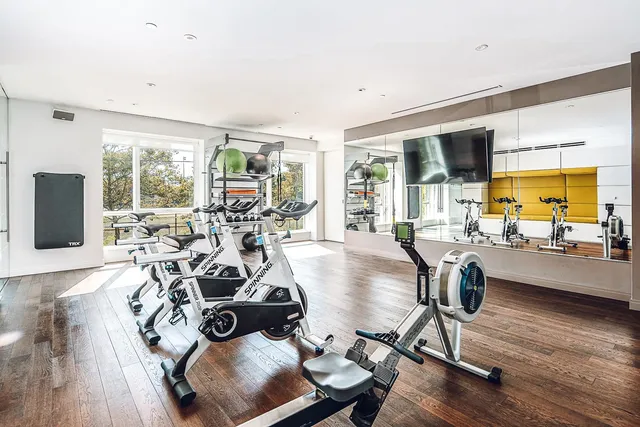 a view of a room with gym equipment