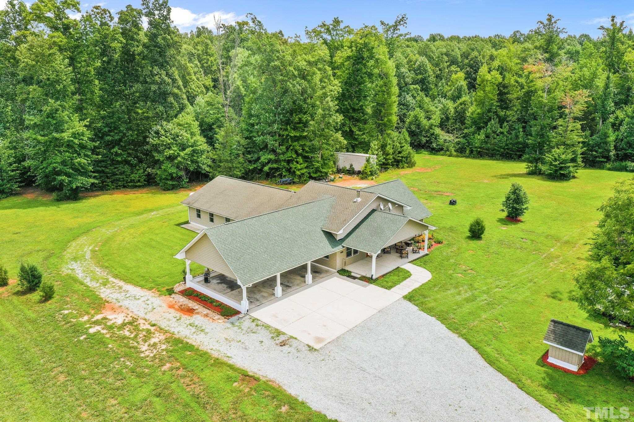 5012 Payton Drive Rougemont, NC 27572 - Photo 36 of 47 an aerial view of a house with swimming pool garden and patio