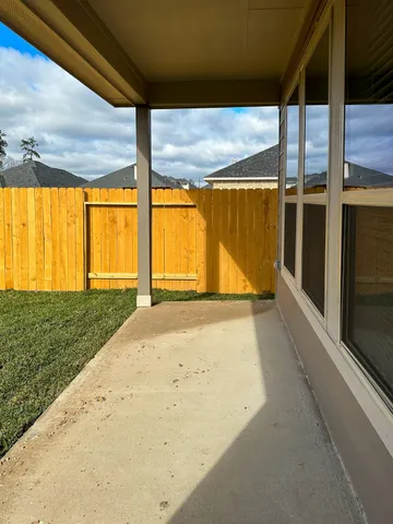 a view of a yard with a large tree