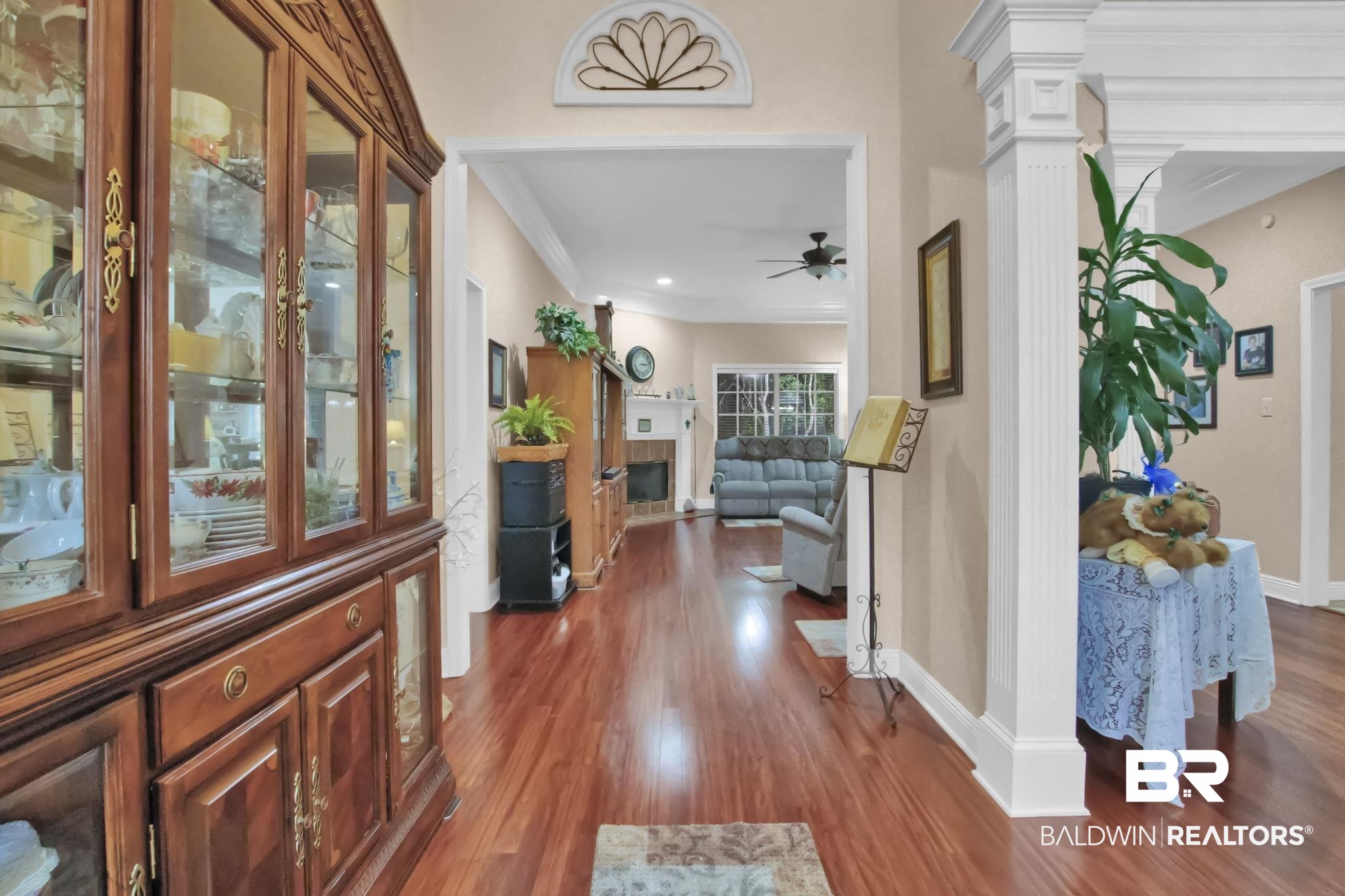 1 Bens Bluff Daphne, AL 36527 - Photo 8 of 56 Interior space with crown molding, hardwood / wood-style floors, and ornate columns