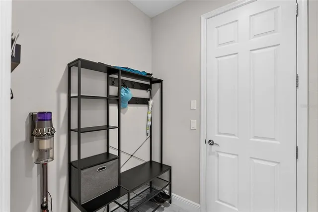 a view of a hallway with elevator