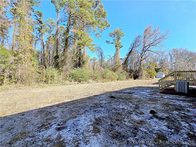 a view of dirt yard with a tree